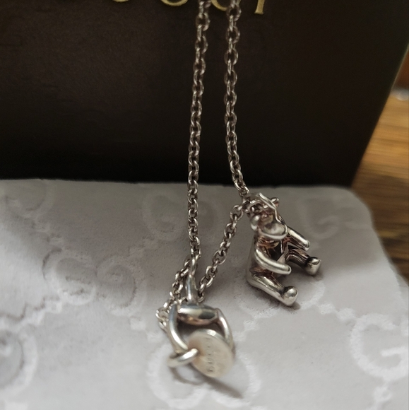 GUCCI STERLING 925 TEDDY BEAR ADJUSTABLE NECKLACE - Picture 2 of 8